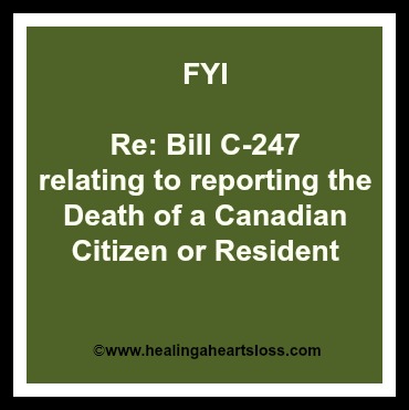 Reporting the Death of a Canadian Citizen or Resident (Bill C-247)